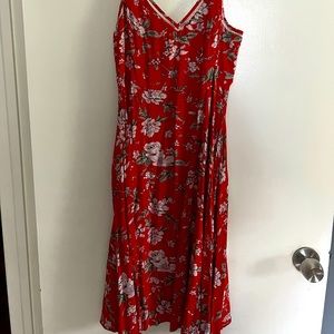 Red floral sun dress